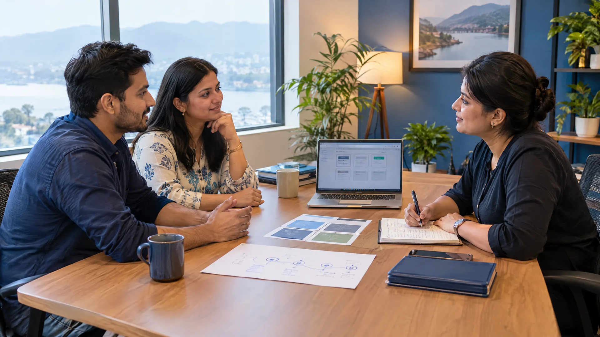Indian professionals discussing a digital project requirement in an office meeting